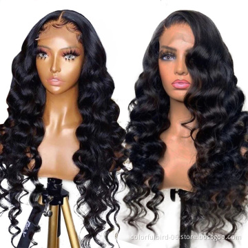 Women Indian Remy Human Hair Wig with Closure Brazilian Wholesale Virgin Lace Closure Wig 13x4 lace frontal loose Wave wig